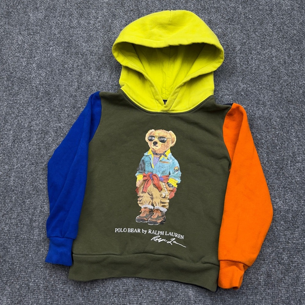 Polo Ralph Lauren Polo Bear Hoodie Boys 4T Multicolor Color-Blocked Fleece